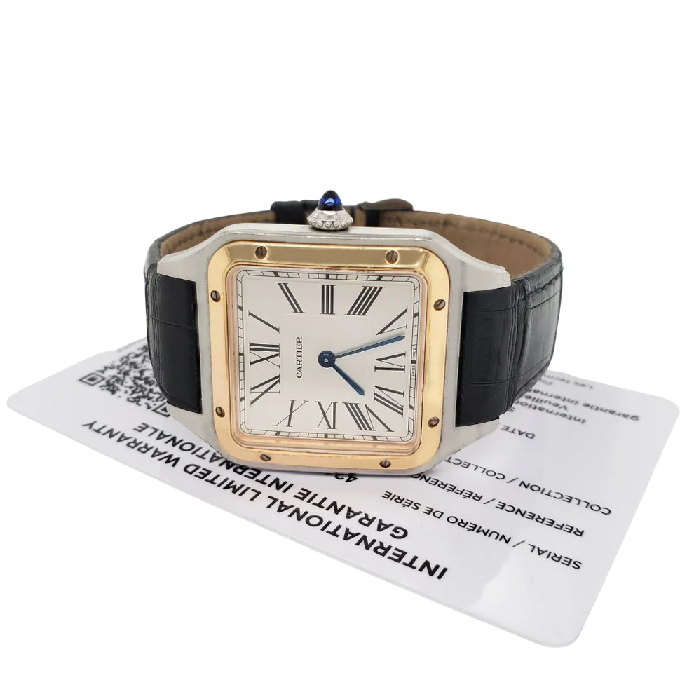 Besonders preiswerte Replica Uhr: Cartier Santos Dumont, große Ausführung, Edelstahl/Roségold – Bild 5