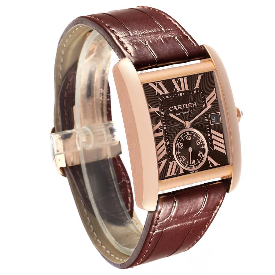 Unwiderstehliche Replica Herrenuhr: Cartier Tank MC, Roségold, braunes Zifferblatt, braun, Armband, W5330002 – Bild 4