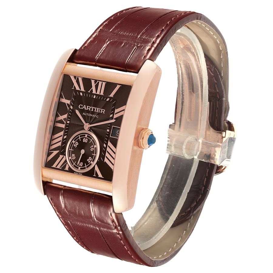 Unwiderstehliche Replica Herrenuhr: Cartier Tank MC, Roségold, braunes Zifferblatt, braun, Armband, W5330002 – Bild 5
