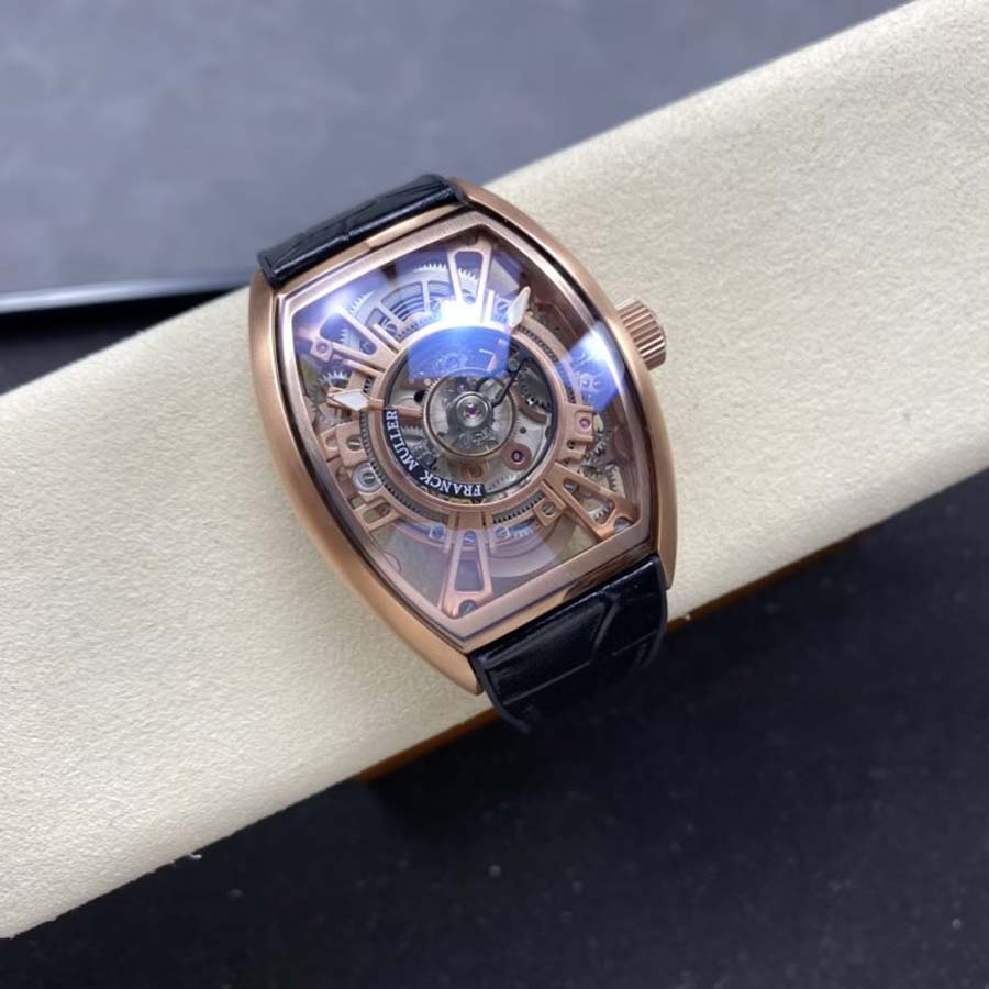 Hochklassige Replica Uhr: Franck Muller Curvex CX Grand Central Tourbillon, Roségold, skelettiertes Zifferblatt, 36 × 53,1 mm – Bild 1