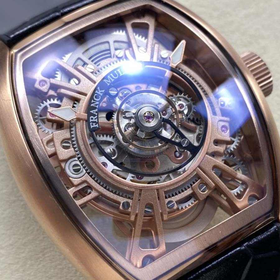 Hochklassige Replica Uhr: Franck Muller Curvex CX Grand Central Tourbillon, Roségold, skelettiertes Zifferblatt, 36 × 53,1 mm – Bild 2