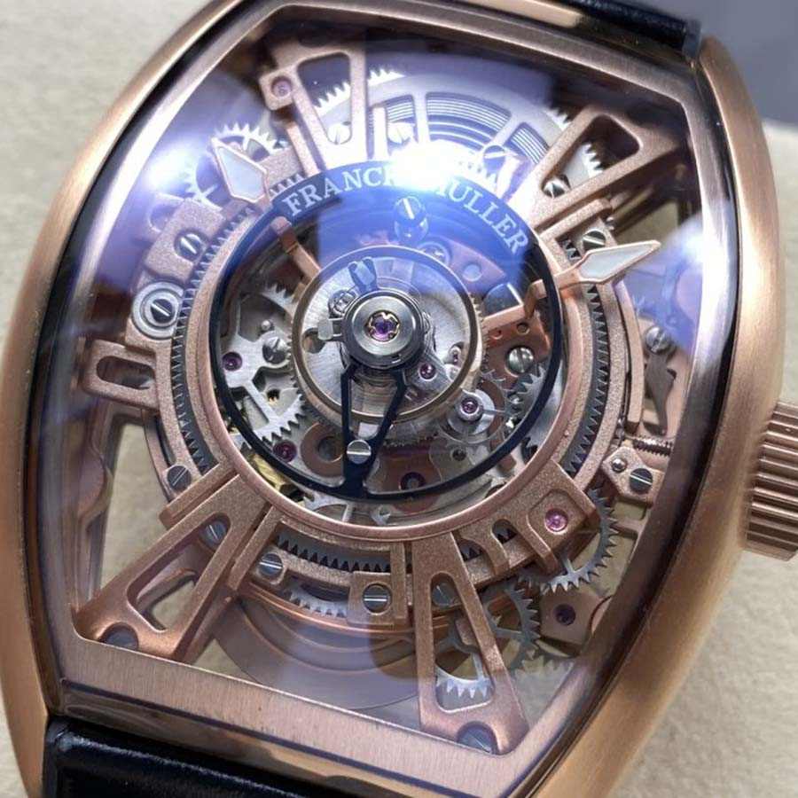 Hochklassige Replica Uhr: Franck Muller Curvex CX Grand Central Tourbillon, Roségold, skelettiertes Zifferblatt, 36 × 53,1 mm – Bild 3