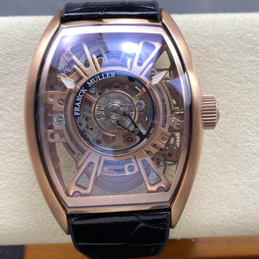 Hochklassige Replica Uhr: Franck Muller Curvex CX Grand Central Tourbillon, Roségold, skelettiertes Zifferblatt, 36 × 53,1 mm – Bild 4