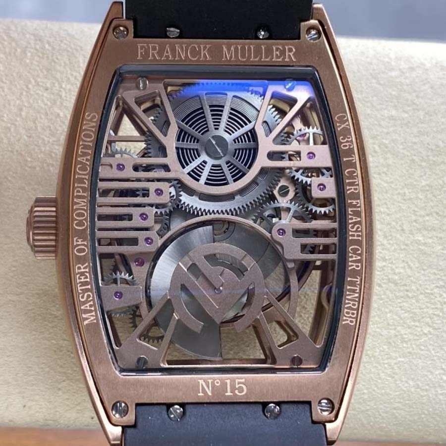 Hochklassige Replica Uhr: Franck Muller Curvex CX Grand Central Tourbillon, Roségold, skelettiertes Zifferblatt, 36 × 53,1 mm – Bild 7