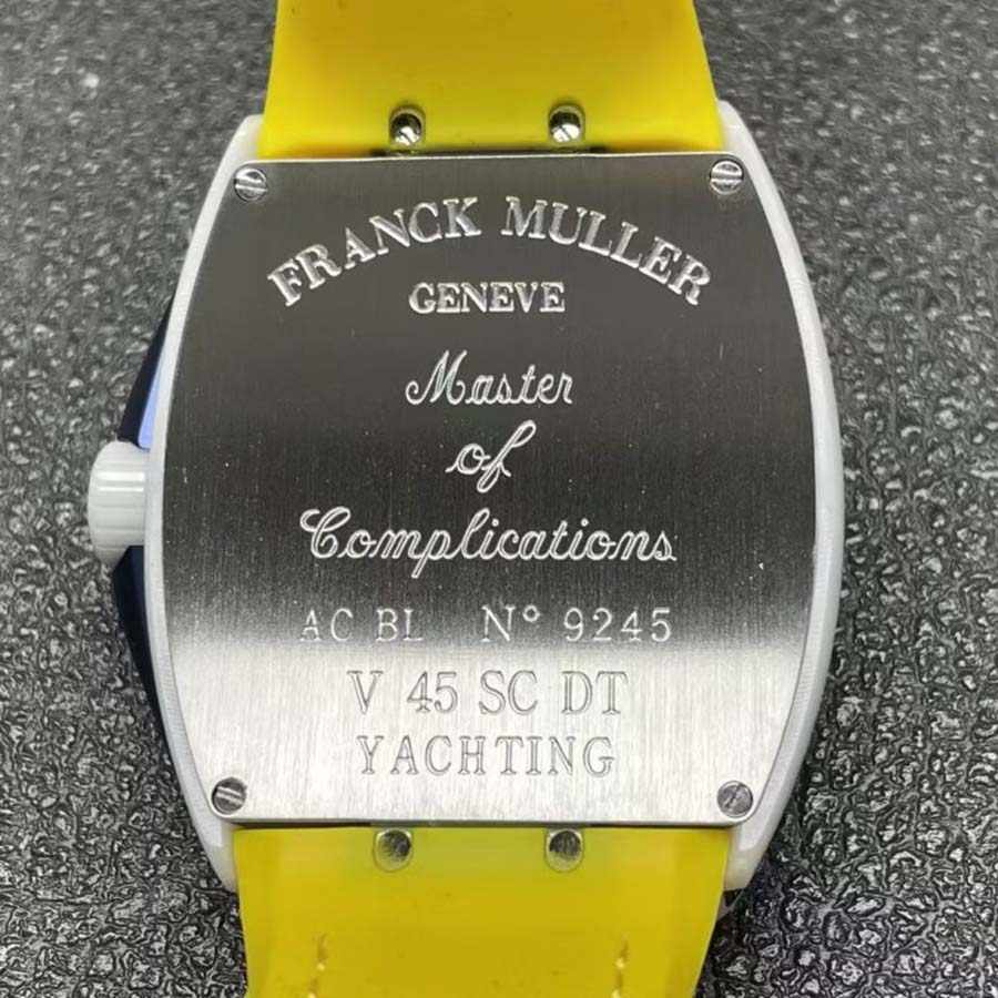 Luxuriös gestaltete Replica Uhr: Franck Muller Vanguard V45, weiße Keramik, Gehäuse, gelb, arabische Ziffern, ABF 45 mm – Bild 7