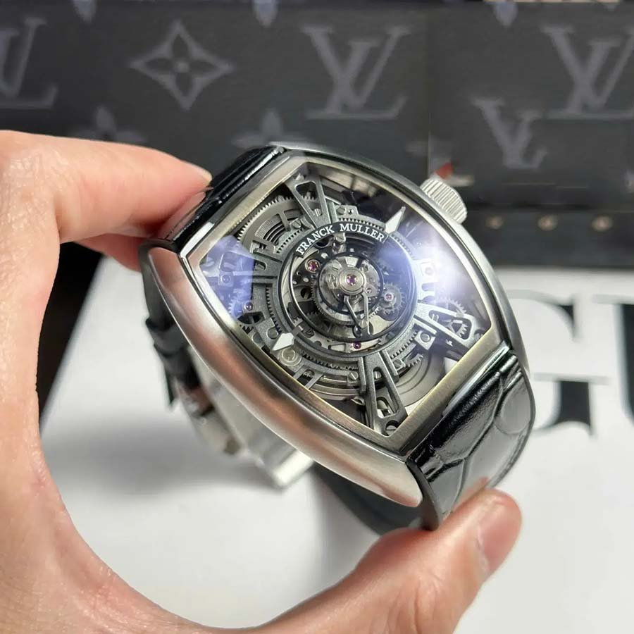 Perfekte Replica Uhr: Franck Muller Curvex CX Grand Central Tourbillon, skelettiertes Zifferblatt, 36 × 53,1 mm – Bild 4
