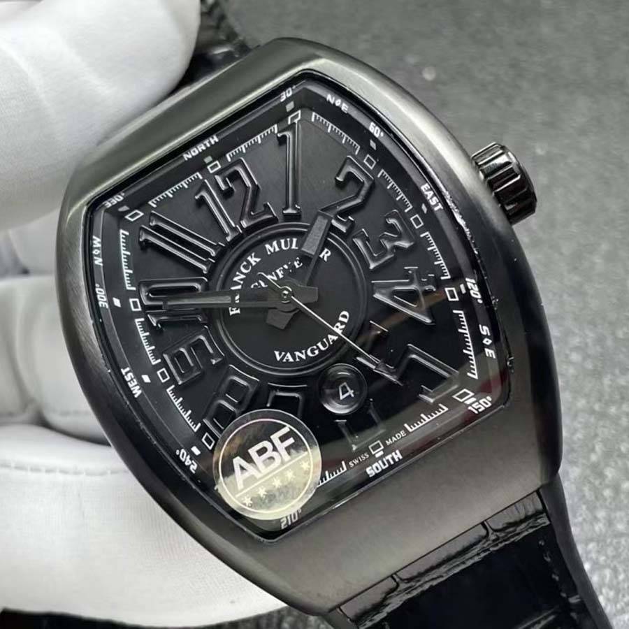 Erstklassige Replica Uhr: Franck Muller Vanguard V45, schwarz, DLC, schwarzes Zifferblatt, Lederarmband, ABF 45 mm – Bild 2