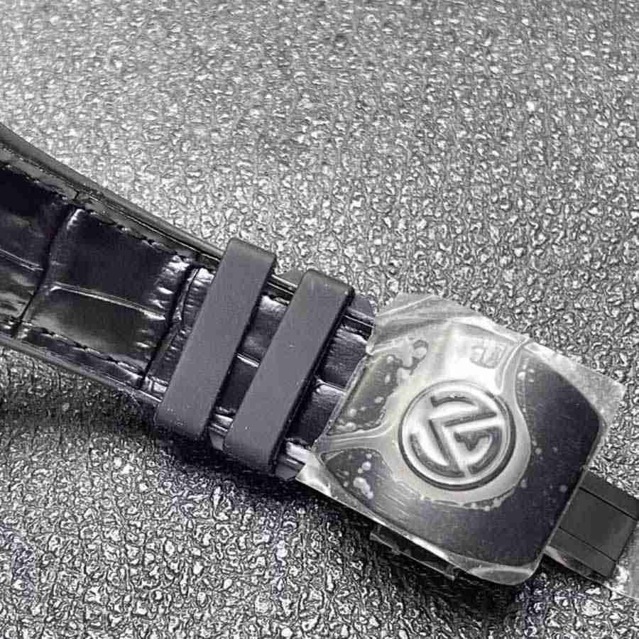 Erstklassige Replica Uhr: Franck Muller Vanguard V45, schwarz, DLC, schwarzes Zifferblatt, Lederarmband, ABF 45 mm – Bild 8