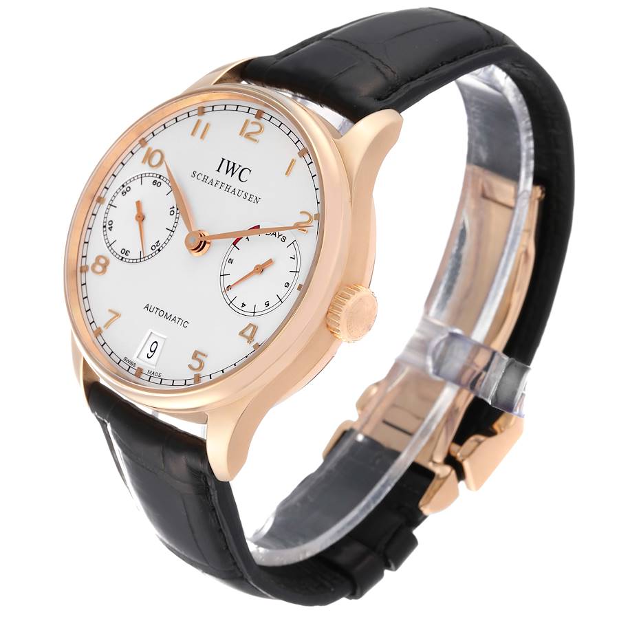 Seltene Replica Herrenuhr: IWC Portugieser, Automatik, Roségold, silberfarbenes Zifferblatt, IW500701 – Bild 4