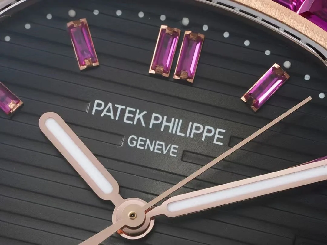Hervorragende Replica Uhr: Patek Philippe 40 mm, Roségold, schwarzes Zifferblatt, vollständiger Steinbesatz – Bild 4