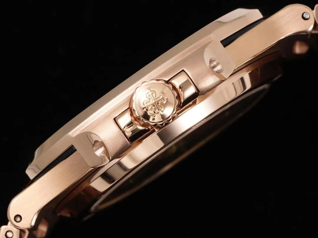 Hervorragende Replica Uhr: Patek Philippe 40 mm, Roségold, schwarzes Zifferblatt, vollständiger Steinbesatz – Bild 5