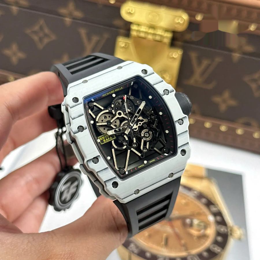 Erschwingliche Replica Uhr: Richard Mille RM 35-01 Rafael Nadal, weiß, Carbon TPT, limitierte Edition, ZF V3 49,94 mm X 44,5 mm – Bild 3
