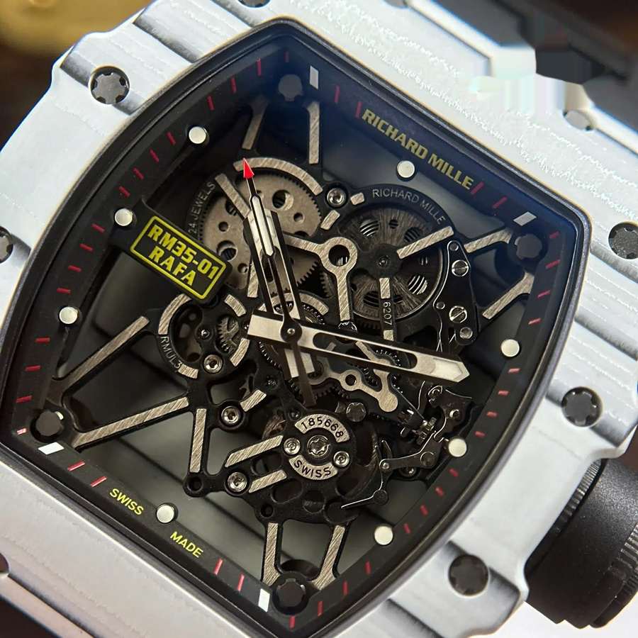 Erschwingliche Replica Uhr: Richard Mille RM 35-01 Rafael Nadal, weiß, Carbon TPT, limitierte Edition, ZF V3 49,94 mm X 44,5 mm – Bild 5