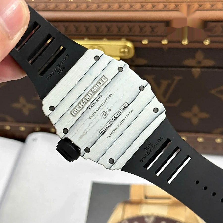 Erschwingliche Replica Uhr: Richard Mille RM 35-01 Rafael Nadal, weiß, Carbon TPT, limitierte Edition, ZF V3 49,94 mm X 44,5 mm – Bild 11