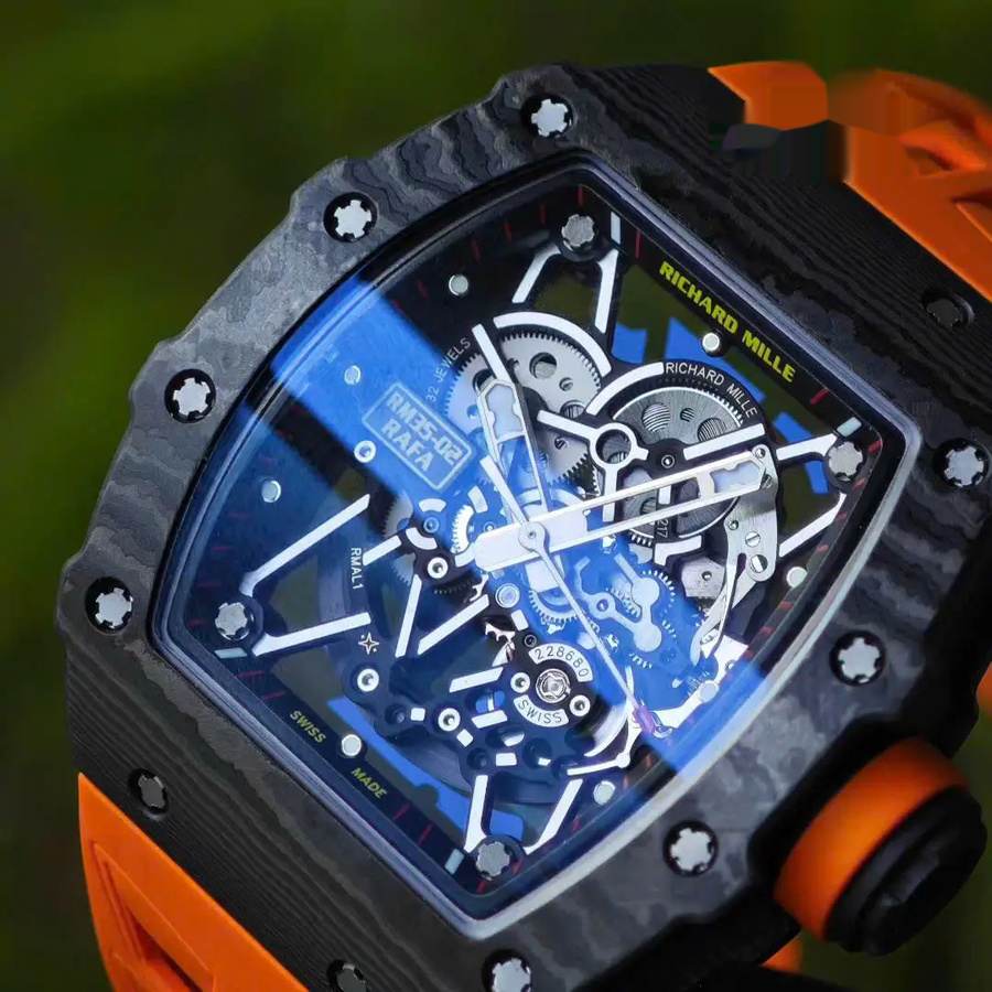 Schöne Replica Uhr: Richard Mille RM 35-02 Rafael Nadal, Sonderanfertigung, 1:1, schwarz, Carbon NTPT, Vaucher-Uhrwerk – Bild 7