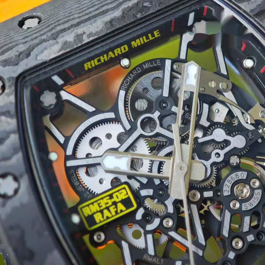 Schöne Replica Uhr: Richard Mille RM 35-02 Rafael Nadal, Sonderanfertigung, 1:1, schwarz, Carbon NTPT, Vaucher-Uhrwerk – Bild 9