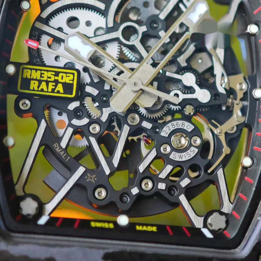 Schöne Replica Uhr: Richard Mille RM 35-02 Rafael Nadal, Sonderanfertigung, 1:1, schwarz, Carbon NTPT, Vaucher-Uhrwerk – Bild 11