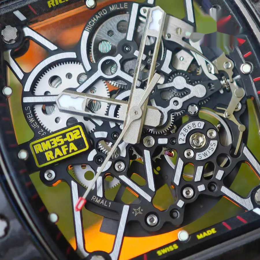 Schöne Replica Uhr: Richard Mille RM 35-02 Rafael Nadal, Sonderanfertigung, 1:1, schwarz, Carbon NTPT, Vaucher-Uhrwerk – Bild 12