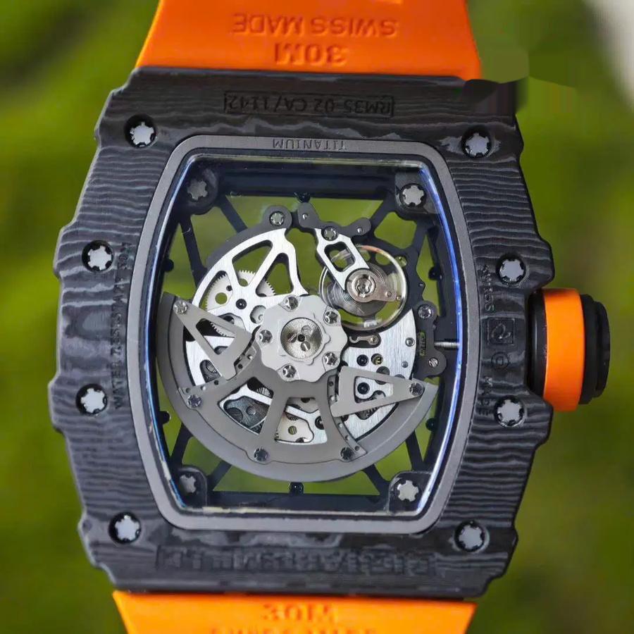 Schöne Replica Uhr: Richard Mille RM 35-02 Rafael Nadal, Sonderanfertigung, 1:1, schwarz, Carbon NTPT, Vaucher-Uhrwerk – Bild 16