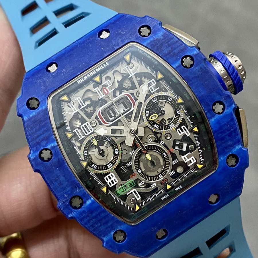 Meistverkaufte Replica Uhr: Richard Mille RM 11-03 Jean Todt, 50-jähriges Jubiläum, Chronograph, blaues Carbon, Fiber KVF 49.94 × 44,5 mm – Bild 3