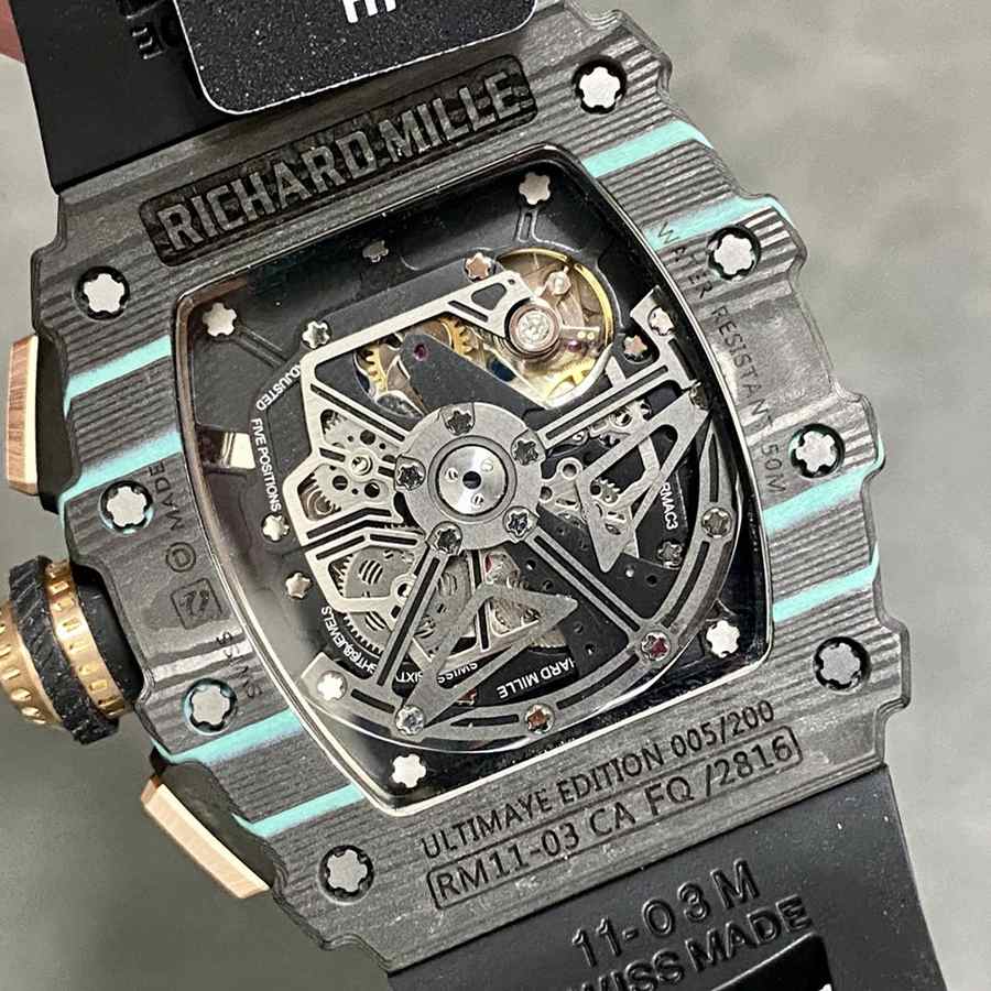 Besonders preiswerte Replica Uhr: Richard Mille RM 11-03 Ultimate, Edition, Carbon, türkis, Quartz TPT, limitierte Edition, KVF 49.94 × 44,5 mm – Bild 7