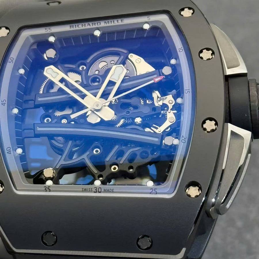 Charmante Replica Uhr: Richard Mille RM 61-01 Yohan Blake, ganz in Grau, limitierte Edition, schwarze Keramik, 42,7 mm X 50,23 mm – Bild 8