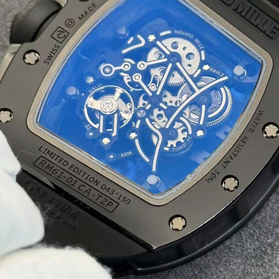 Charmante Replica Uhr: Richard Mille RM 61-01 Yohan Blake, ganz in Grau, limitierte Edition, schwarze Keramik, 42,7 mm X 50,23 mm – Bild 11