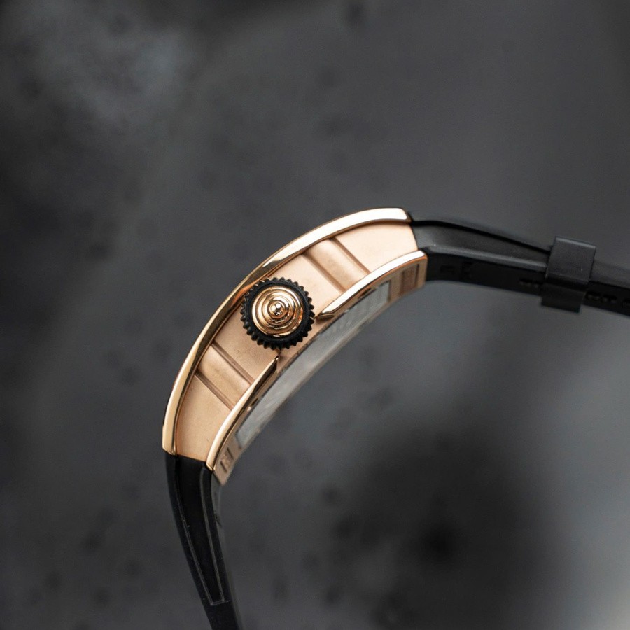 Klassische Replica Uhr: Richard Mille RM 07-01, Roségold, Diamanten, Onyx, Zifferblatt, Kautschukarmband, ZF 45.32 × 32,3 mm – Bild 6