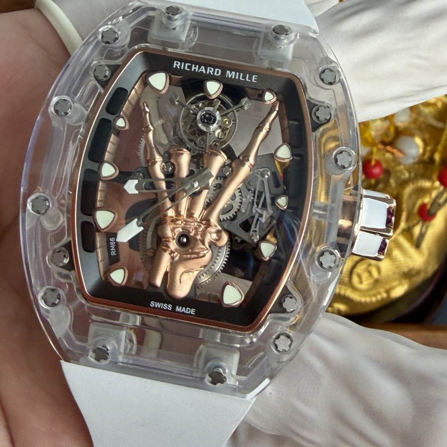 Wirtschaftliche Replica Uhr: Richard Mille RM 66, fliegend, Tourbillon, Sonderanfertigung, echt, weiß, Saphir, 42,7 mm X 49,94 mm – Bild 6
