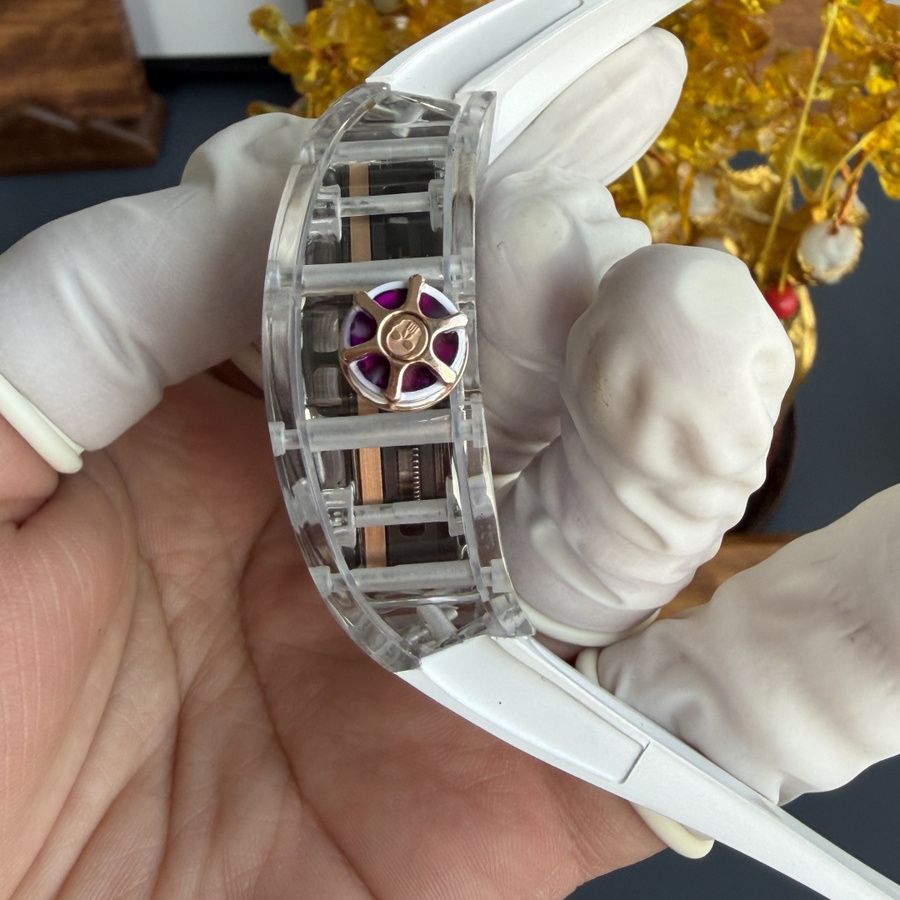 Wirtschaftliche Replica Uhr: Richard Mille RM 66, fliegend, Tourbillon, Sonderanfertigung, echt, weiß, Saphir, 42,7 mm X 49,94 mm – Bild 8