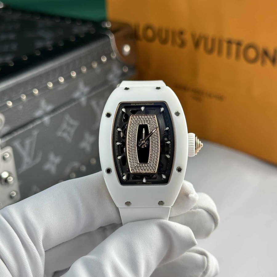 Reduzierte Replica Uhr: Richard Mille RM 07-01, weiße Keramik, Black Lip 45.32 × 32,3 mm – Bild 1