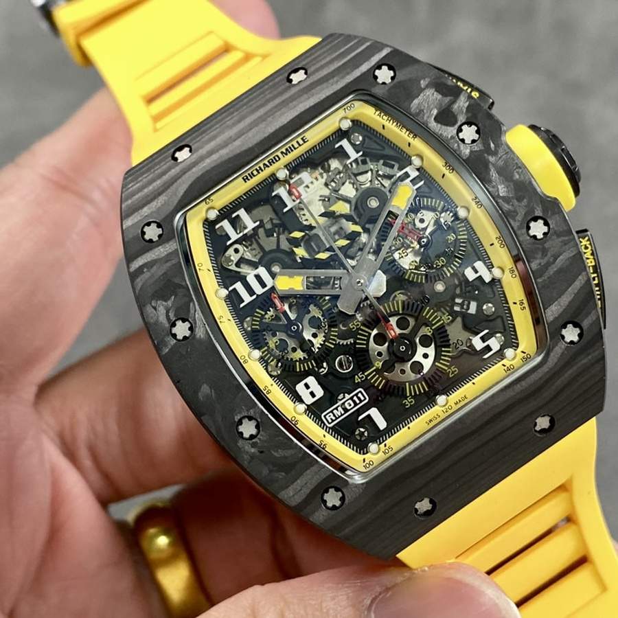 Außergewöhnliche Replica Uhr: Richard Mille RM 011, Chronograph, Carbon, gelb, Storm KVF 49.94x44,5 mm – Bild 3
