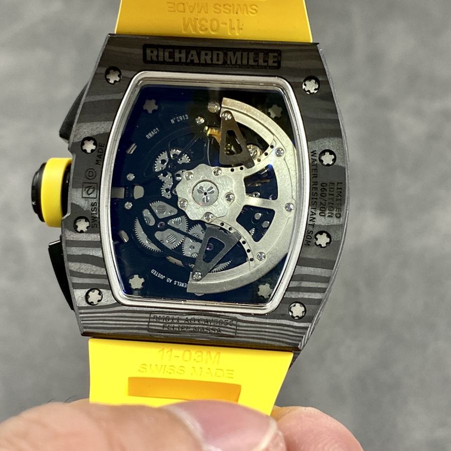 Außergewöhnliche Replica Uhr: Richard Mille RM 011, Chronograph, Carbon, gelb, Storm KVF 49.94x44,5 mm – Bild 7