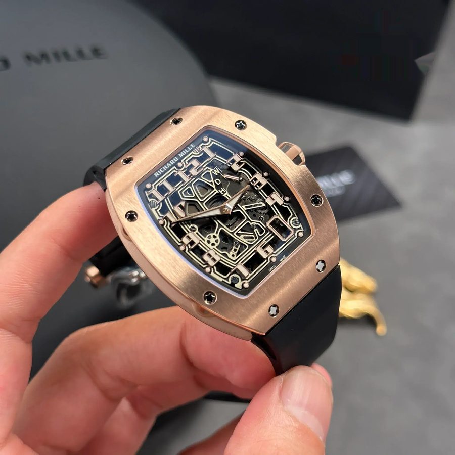 Exquisite Replica Uhr: Richard Mille RM 67-01, Roségold, Automatik, extraflach, Kautschukarmband, 38,7 mm X 47,5 mm – Bild 3