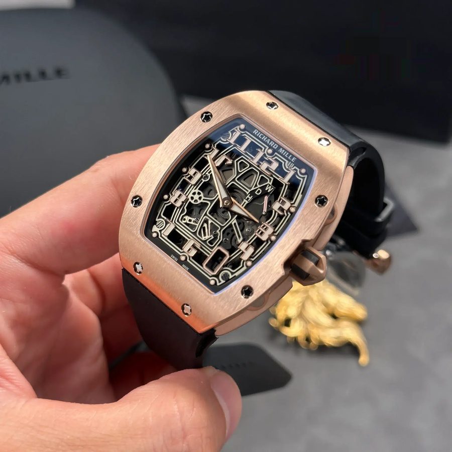 Exquisite Replica Uhr: Richard Mille RM 67-01, Roségold, Automatik, extraflach, Kautschukarmband, 38,7 mm X 47,5 mm – Bild 4