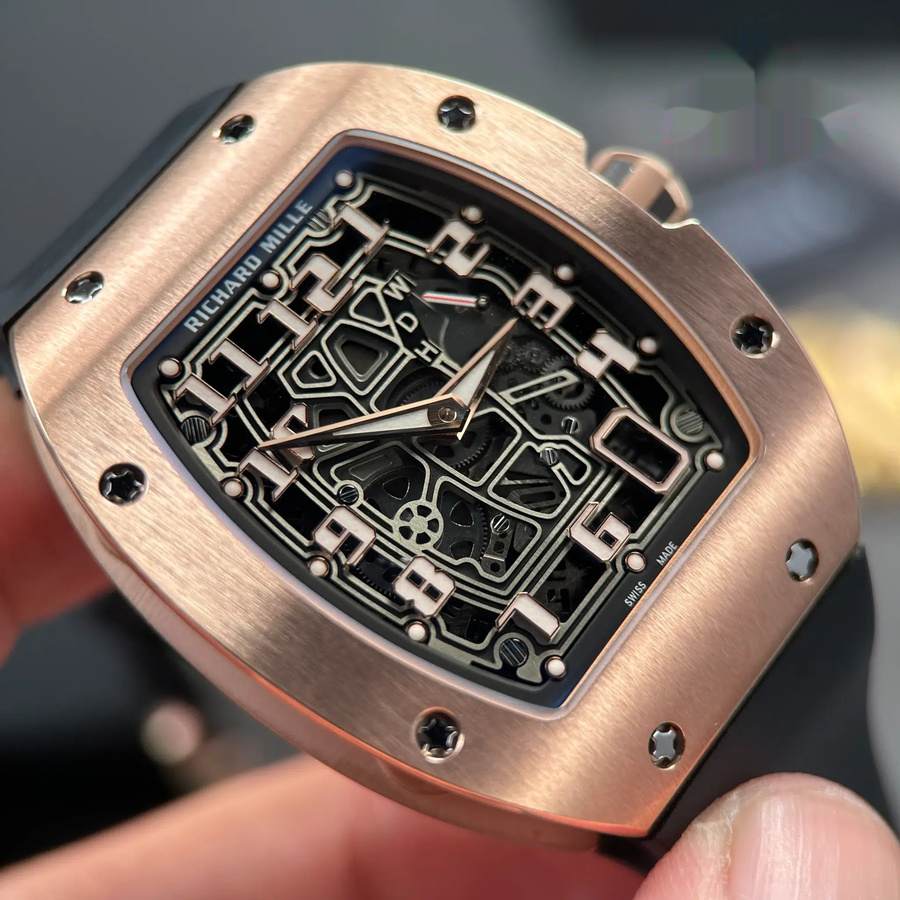 Exquisite Replica Uhr: Richard Mille RM 67-01, Roségold, Automatik, extraflach, Kautschukarmband, 38,7 mm X 47,5 mm – Bild 5