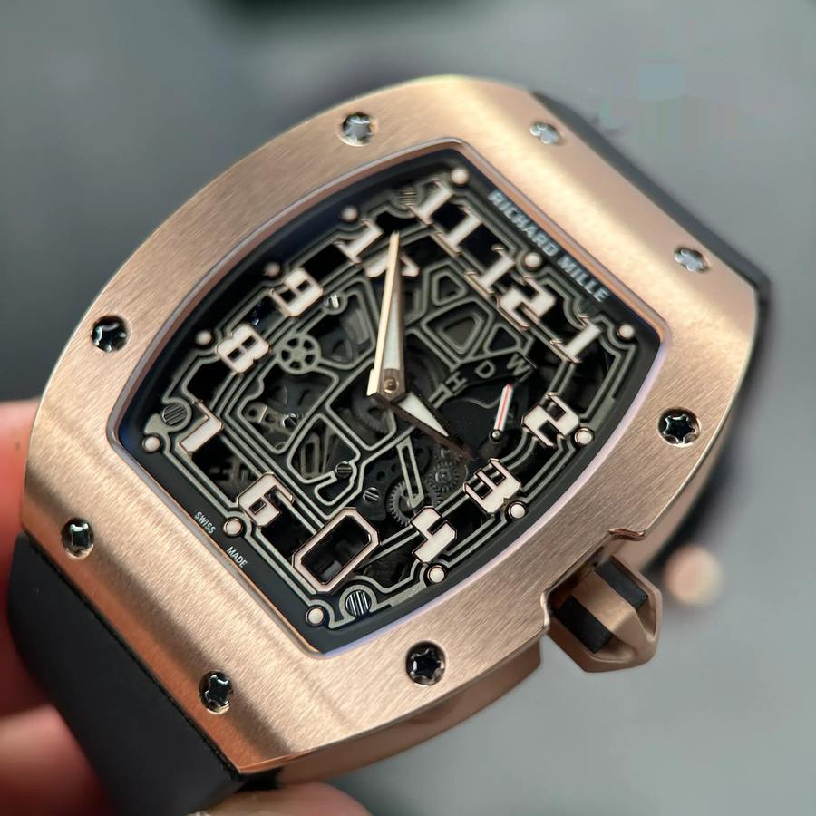 Exquisite Replica Uhr: Richard Mille RM 67-01, Roségold, Automatik, extraflach, Kautschukarmband, 38,7 mm X 47,5 mm – Bild 6