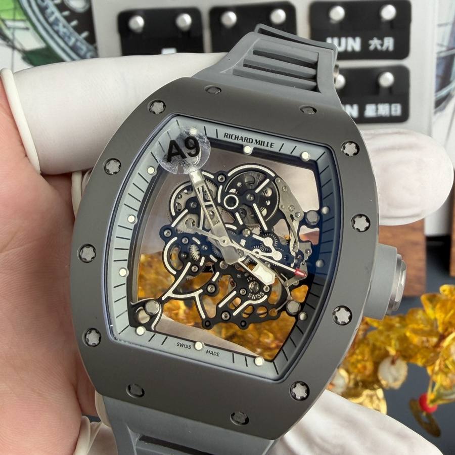 Sagenhafte Replica Uhr: Richard Mille RM 055, ganz in Grau, Boutique, Edition, Vaucher-Uhrwerk, 42.7 × 49,9 mm – Bild 4