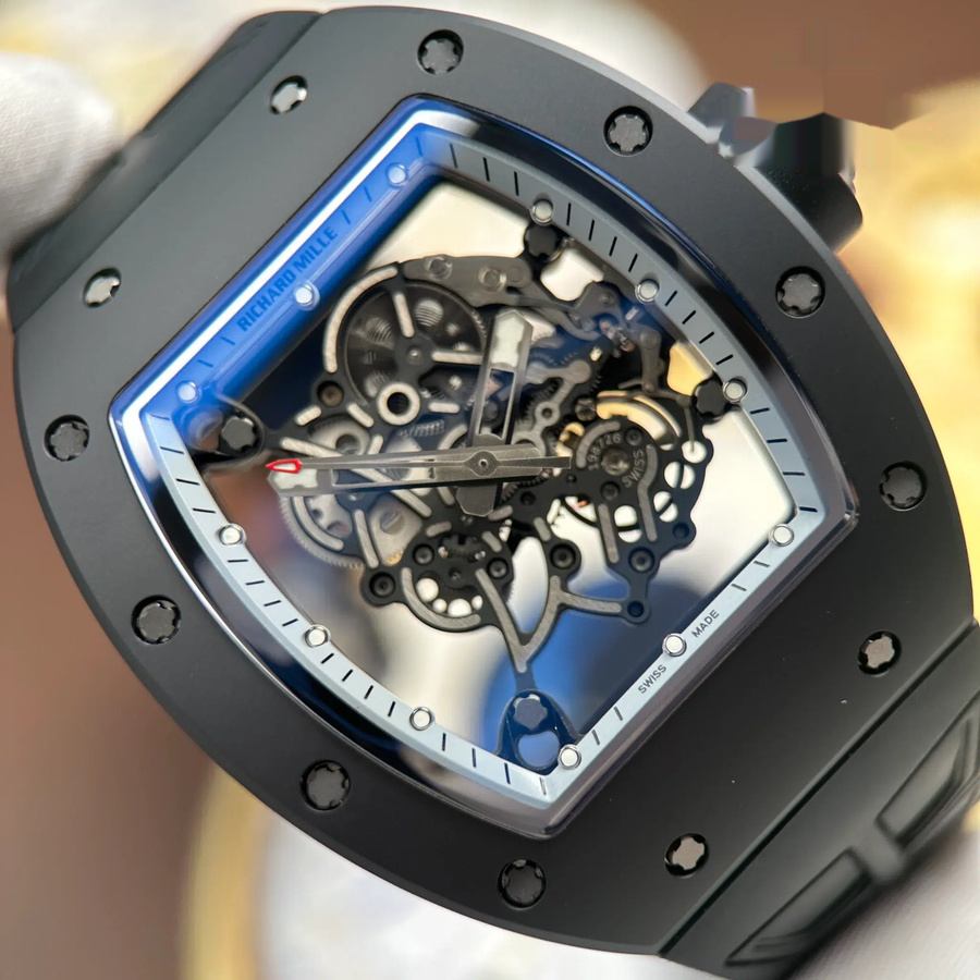 Schnell vergriffene Replica Uhr: Richard Mille RM 055 Bubba Watson, schwarze Keramik, Asien, Exclusive 50, Stück, Kautschukarmband, ZF 42,7 mm – Bild 4