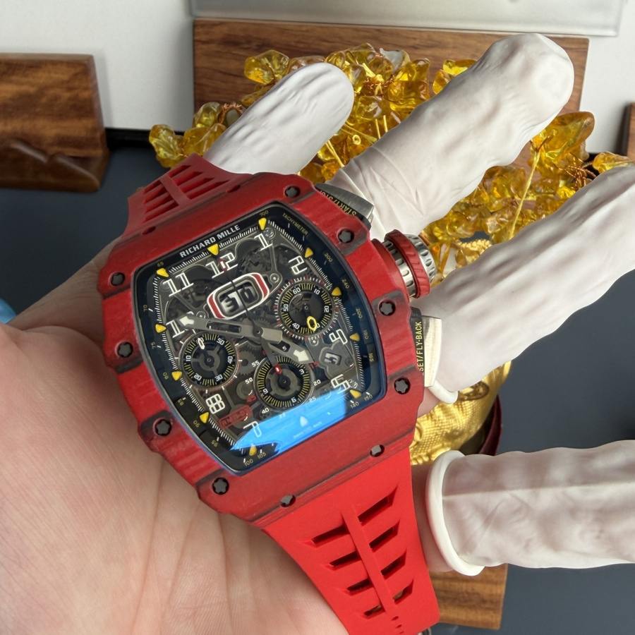 Feinste Replica Uhr: Richard Mille RM 11-03, rot, Quartz TPT, Automatik, Chronograph, 49.94 × 44,5 mm – Bild 3