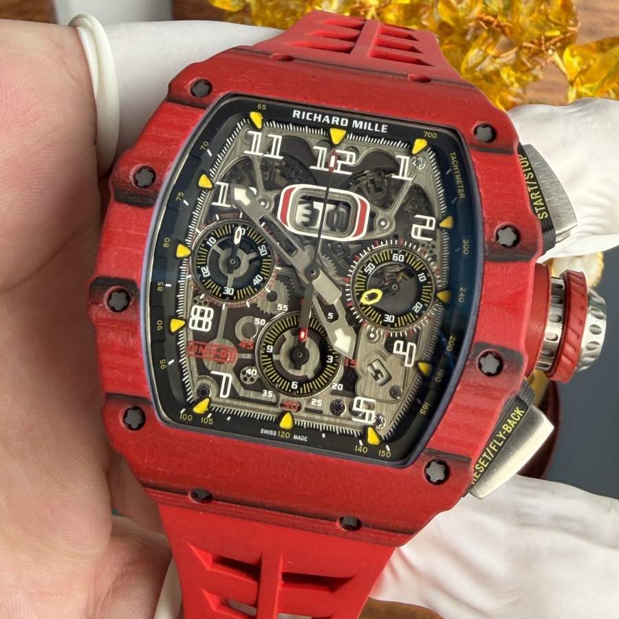 Feinste Replica Uhr: Richard Mille RM 11-03, rot, Quartz TPT, Automatik, Chronograph, 49.94 × 44,5 mm – Bild 4