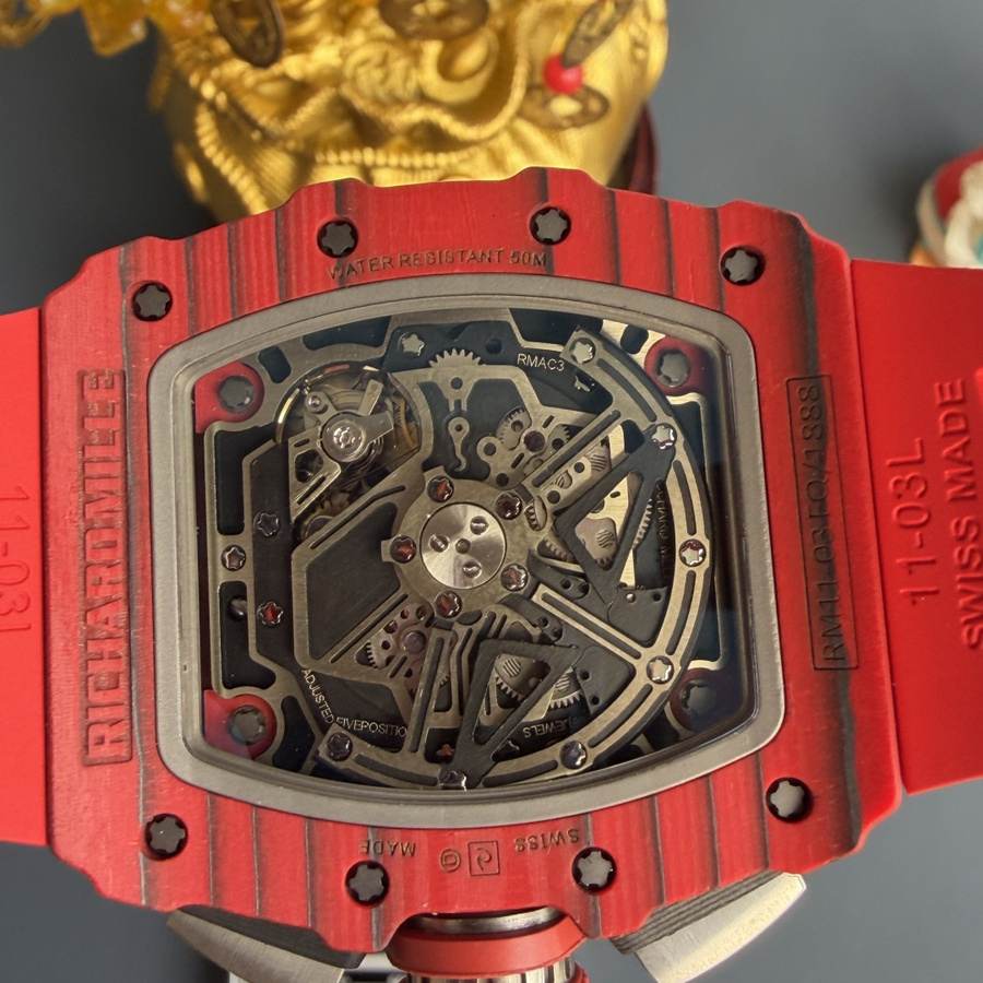 Feinste Replica Uhr: Richard Mille RM 11-03, rot, Quartz TPT, Automatik, Chronograph, 49.94 × 44,5 mm – Bild 8