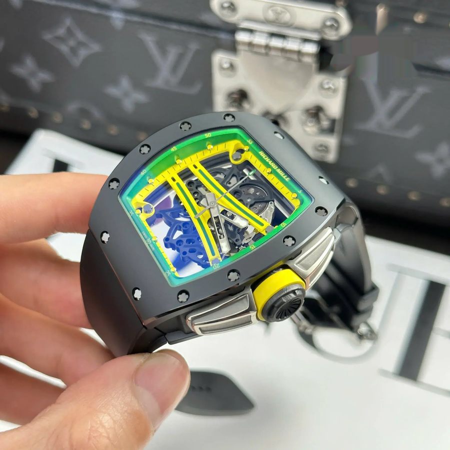Wunderschöne Replica Uhr: Richard Mille RM 61-01 Yohan Blake, grün, schwarze Keramik, Quality, Armband, ZF 42,7 mm X 50,23 mm – Bild 4