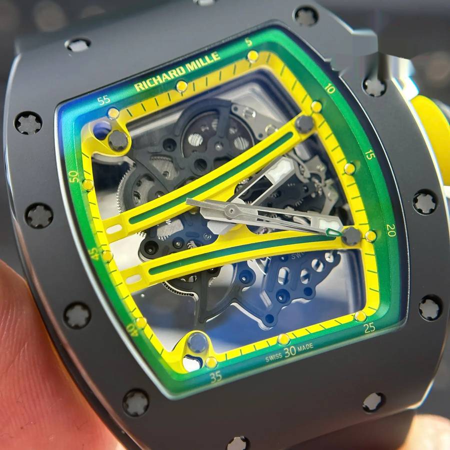 Wunderschöne Replica Uhr: Richard Mille RM 61-01 Yohan Blake, grün, schwarze Keramik, Quality, Armband, ZF 42,7 mm X 50,23 mm – Bild 5