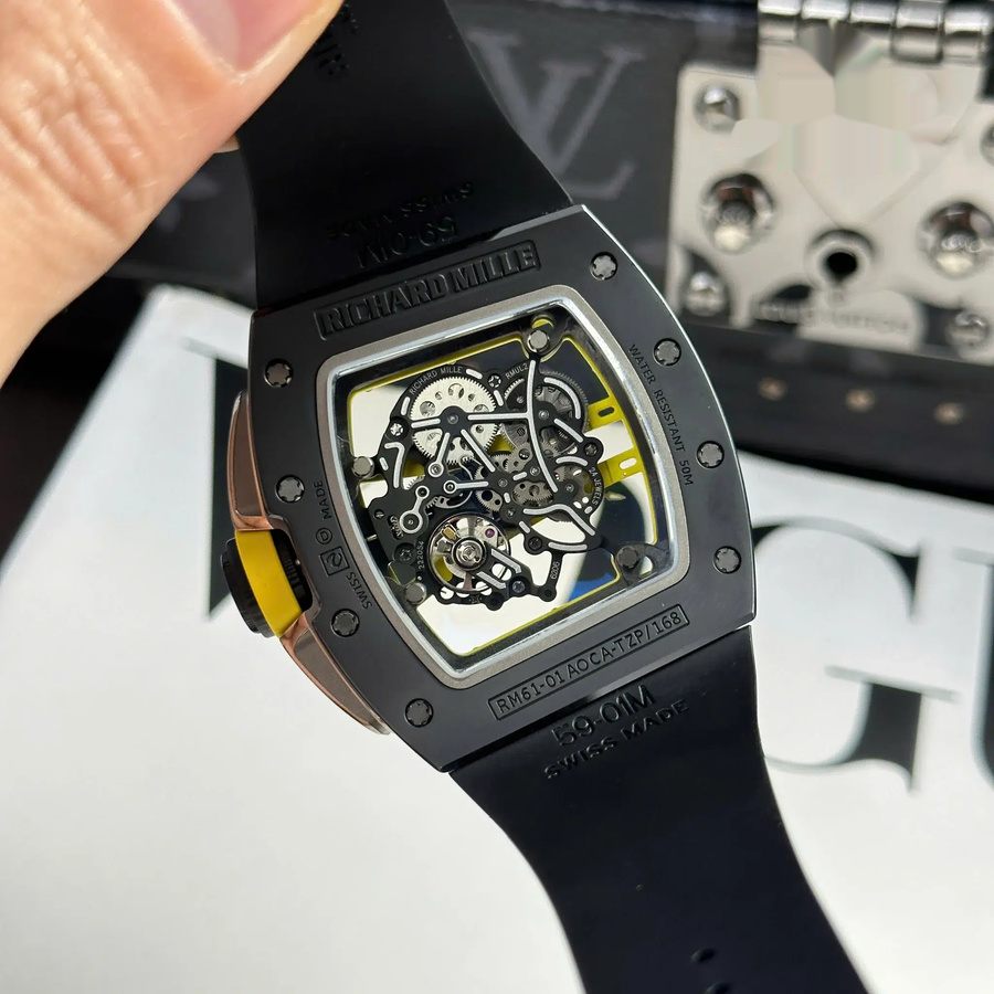 Wunderschöne Replica Uhr: Richard Mille RM 61-01 Yohan Blake, grün, schwarze Keramik, Quality, Armband, ZF 42,7 mm X 50,23 mm – Bild 10