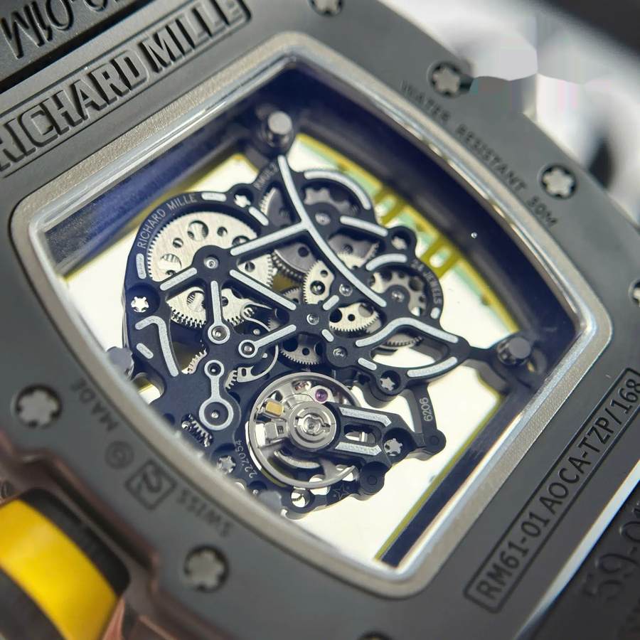 Wunderschöne Replica Uhr: Richard Mille RM 61-01 Yohan Blake, grün, schwarze Keramik, Quality, Armband, ZF 42,7 mm X 50,23 mm – Bild 11