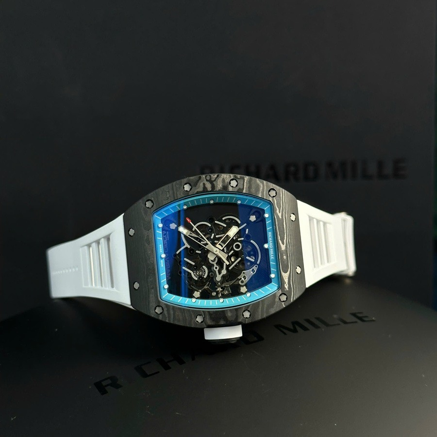 Stark nachgefragte Replica Uhr: Richard Mille RM 055 Yas Marina Circuit Carbon TPT, weißes Kautschukarmband, ZF 42,7 mm – Bild 4