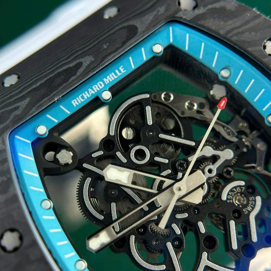 Stark nachgefragte Replica Uhr: Richard Mille RM 055 Yas Marina Circuit Carbon TPT, weißes Kautschukarmband, ZF 42,7 mm – Bild 6