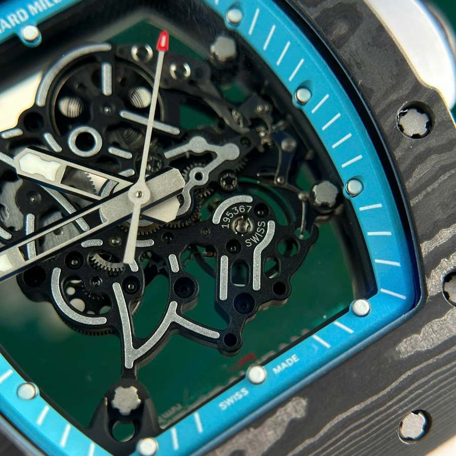 Stark nachgefragte Replica Uhr: Richard Mille RM 055 Yas Marina Circuit Carbon TPT, weißes Kautschukarmband, ZF 42,7 mm – Bild 7