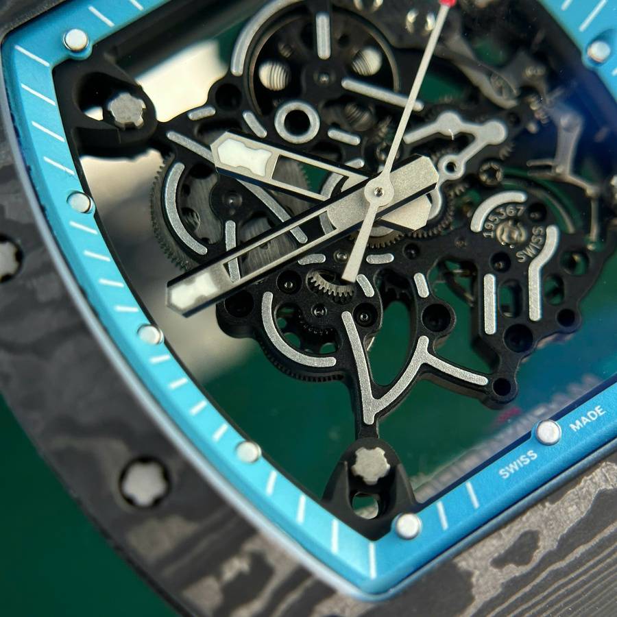 Stark nachgefragte Replica Uhr: Richard Mille RM 055 Yas Marina Circuit Carbon TPT, weißes Kautschukarmband, ZF 42,7 mm – Bild 8